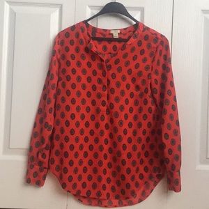 Red Tunic Top Blouse J. Crew